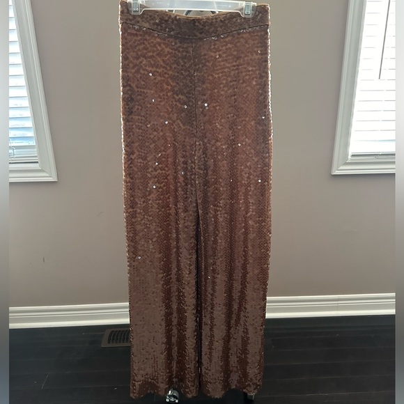 Zara women NWT long light brown/tan sequin pants. Ref: 7901/265 size: medium - Picture 2 of 7
